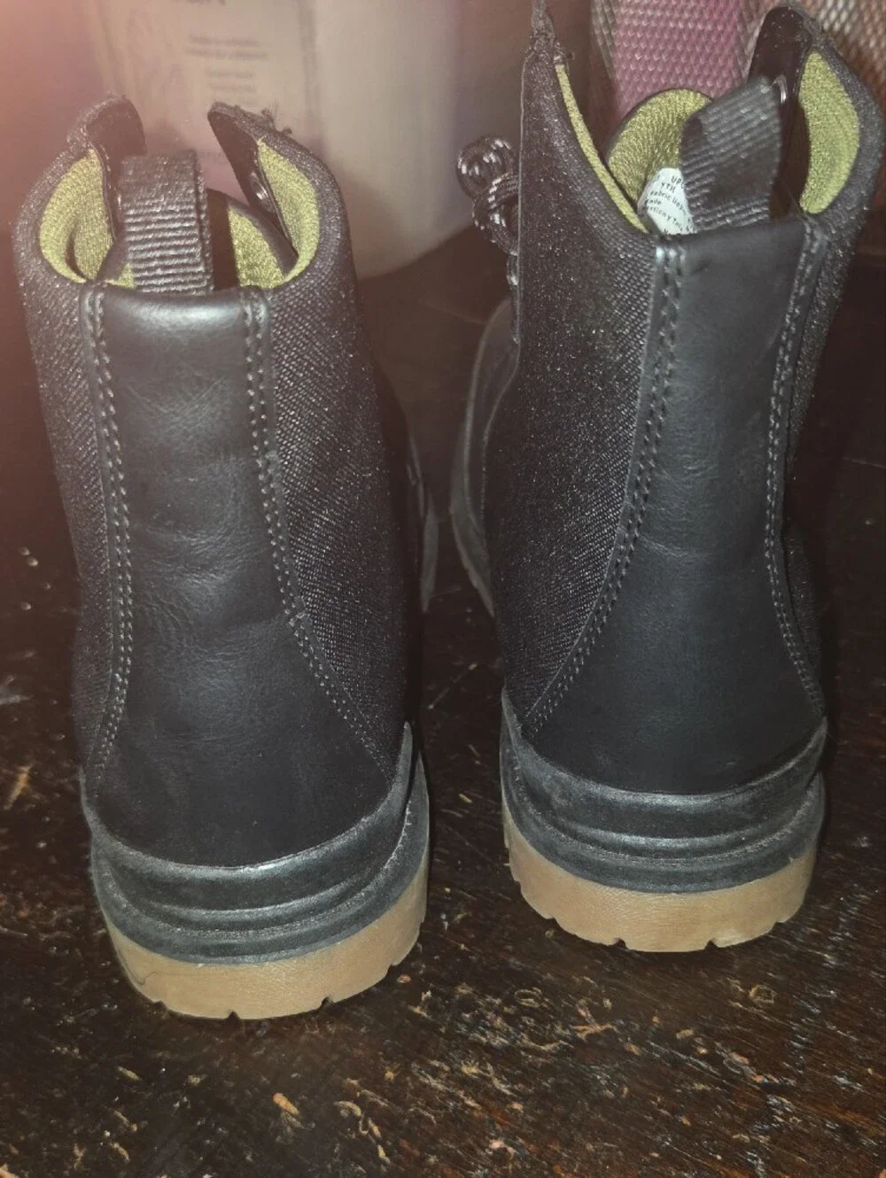 Boys Black and Olive Lace-Up Work Boots New Sz 3